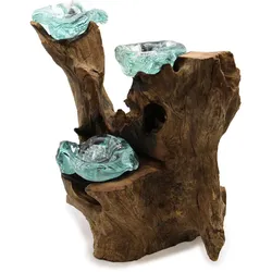 Molton Glass Triple Candle Holder on Wood