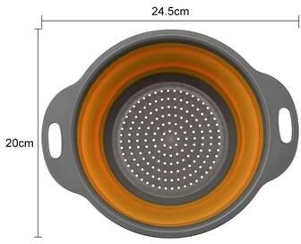 Inspired Finds Collapsible Silicone Drain Basket For Fruits, Vegetables & Pasta   Foldable Collapsible Colander With Quick Drain Design orange Small