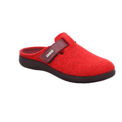 Pantoffel ROHDE "Bari", Damen, Gr. 38, Filz, rot, Schuhe, Hausschuh, Clog mit Klettverschluss-Riemchen