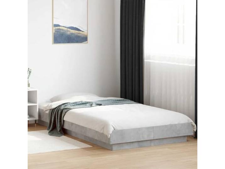 RJPLMFV Bettgestell, Betongrau, 100 x 200 cm, ohne Matratze Langlebiges Holzwerkstoff, Lattenrost inklusive, modernes Design für Schlafzimmer