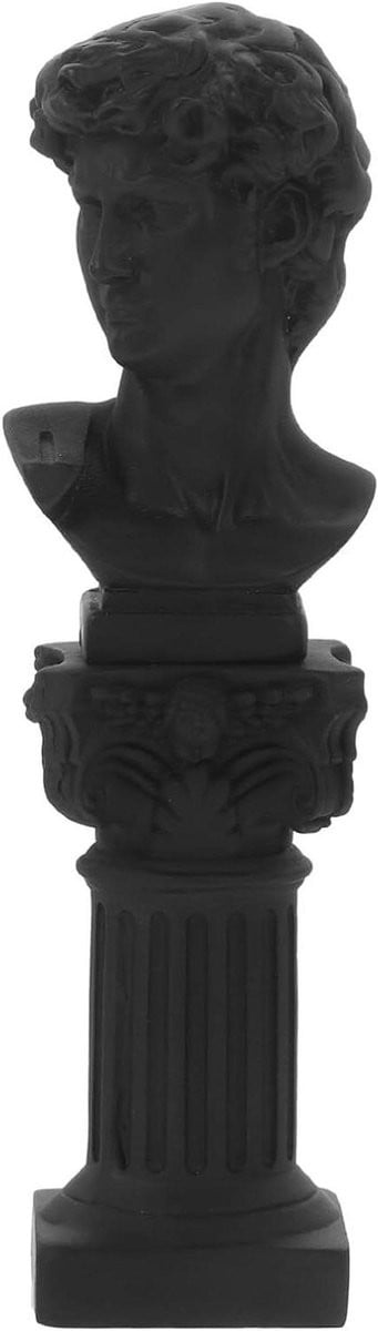 David Romeinse Zuil Buste Beeld Decoratie - Zwart - Hoogte: 13,7 cm