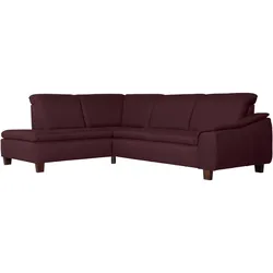 ECKSOFA mit Ottomane links Kaylil Flachgewebe burgund
