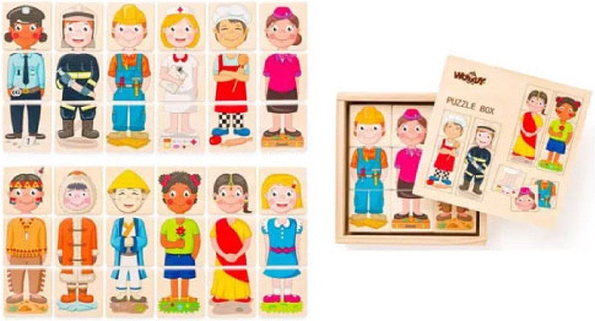 Woody educatieve puzzel mensen en beroepen - kartonnen speelgoed