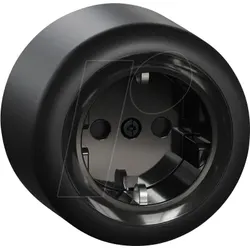 ELSO WDE015976 - Steckdose, 1-fach, Aufputz, komplett, schwarz, rund, Renova