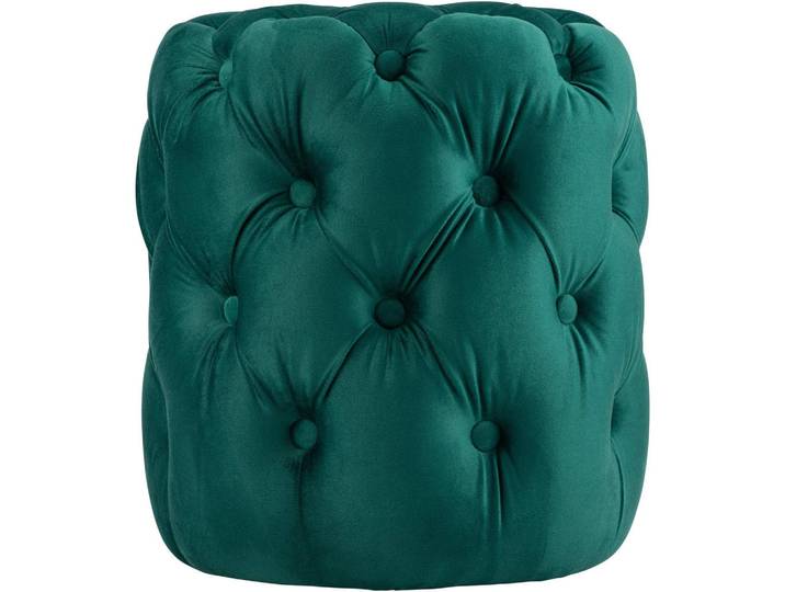 CLP Sitzpouf rund Samt Dunkelgrün, Holz, Rund, 42x46x42 cm, Wohnzimmer, Sessel, Hocker, Sitzhocker