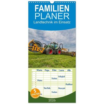 Familienplaner 2026 - Landtechnik im Einsatz mit 5 Spalten (Wandkalender, 21 x 45 cm) CALVENDO