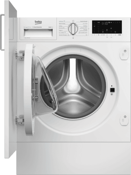 Lavadora integrable - Beko B3WBT48435WB, 8 kg, 1400 RPM, 15 Programas, Energy Spin, Steam Therapy, Motor ProSmart Inverter, Blanco