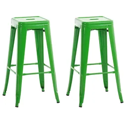Décoshop26 - Set aus 2 Barhockern aus Metall im Industriestil mit grüner Fußstütze TDB10116