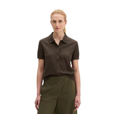 Cardigan MARC O'POLO "aus reinem Baumwollgarn", Damen, Gr. S, braun (mossy earth), Obermaterial: 96% Baumwolle, 4% Polyamid, unifarben, regular fit, Rippbündchen, Strickjacken