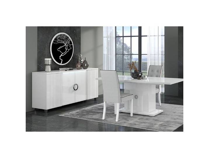 MARIKA - Buffet 4P avec Leds + Table Allongeable 160-200cm