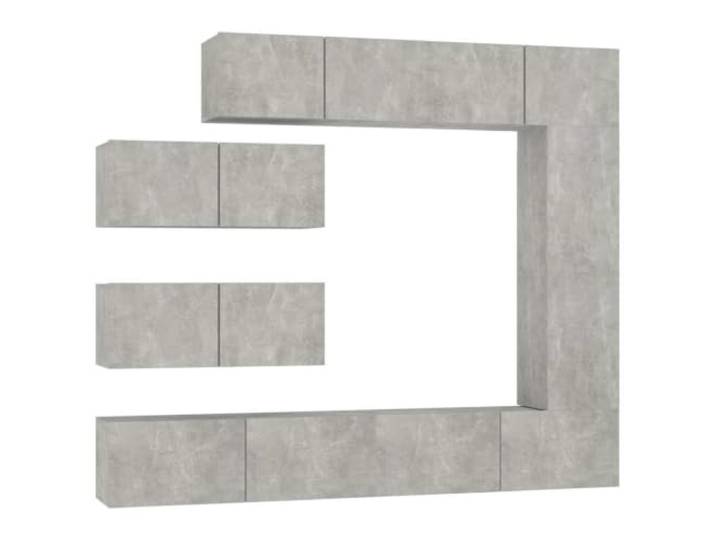 LMTYOENFG 7-TLG TV-Schrank-Set Wandmontage Betongrau Holzwerkstoff Modulares Lowboard-Set für Wohnzimmer und Schlafzimmer: Wandhängende Elemente sparen Bodenfläche und schaffen Ordnung.