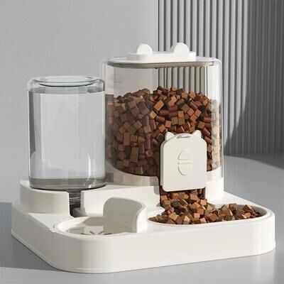 Uplift Treasures Automatic Pet Feeder And Water Dispenser Bowl white large 2 Liter