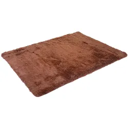 Mendler Teppich HWC-F69, Shaggy Läufer Hochflor Langflor, Stoff/Textil flauschig weich 230x160cm ~ dunkelbraun