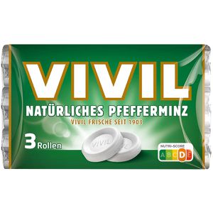 Vivil Kräuterbonbons Pfefferminz, je 28g, 3 Rollen, 84g