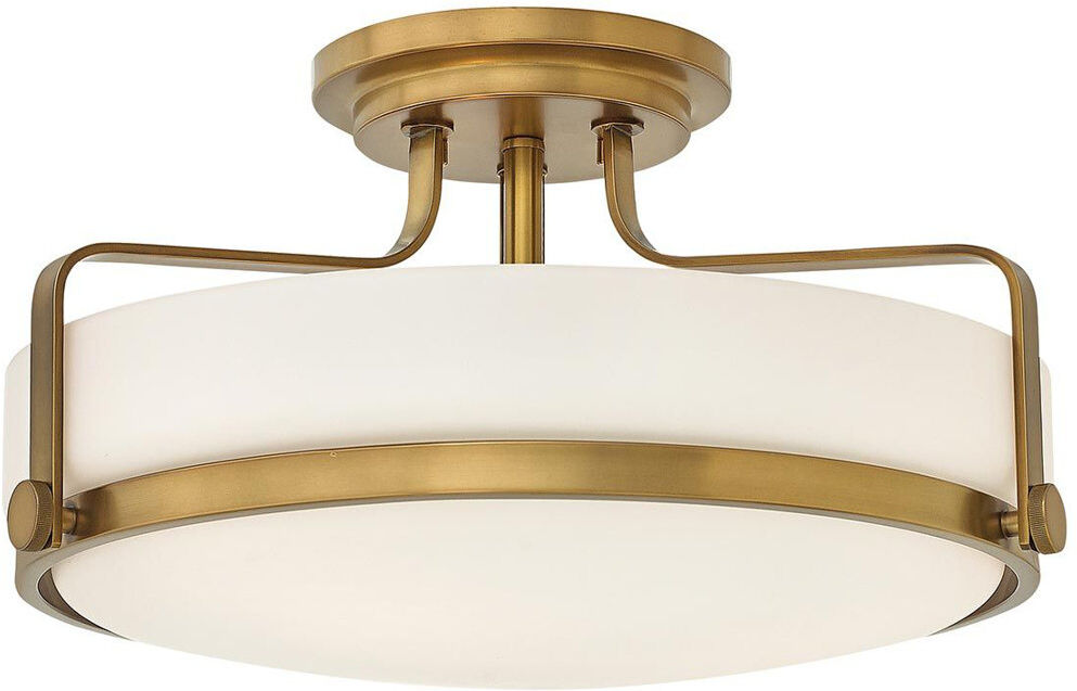 Ebern Designs Moreauville Glass Semi Flush Mount Heritage Brass 25.3cm H x 45.6cm W