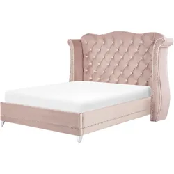 BETT mit Lattenrost 180/200 cm Samtstoff Pastellrosa Ayette