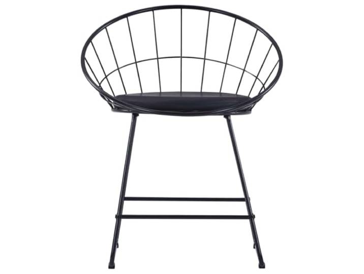 POUFGDR Esszimmerstühle, Kunstleder, Schwarz, Stahl, 4 Stück Kissen aus weichem Kunstleder, pulverbeschichteter Stahl, 110 kg pro Sitz, Reinigung mit feuchtem Tuch, Esszimmer, Küche