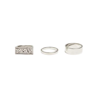 Ring-Set MISTERTEE "MisterTee Unisex Pray Ring Set" Gr. L, silber, Fingerringe, Damen, L/XL, Kupfer Zink, Kupfer, Zink