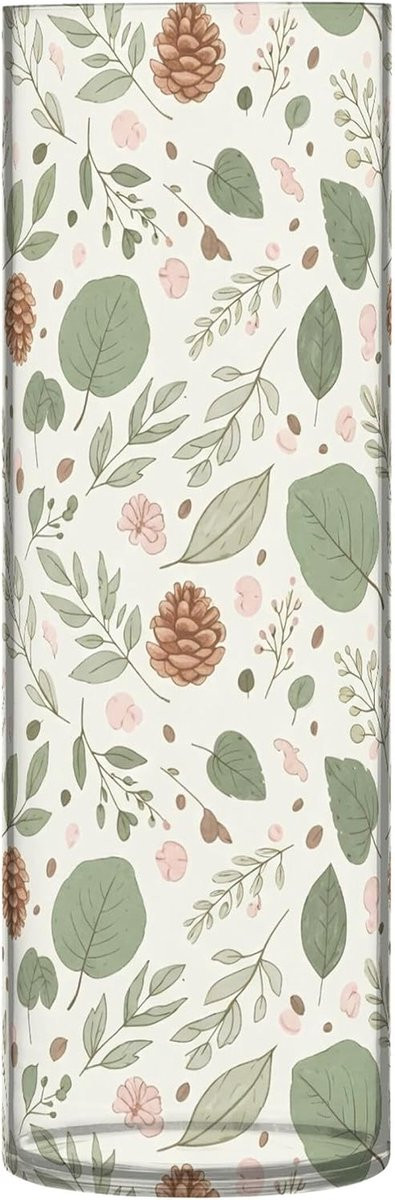 Vaas Bloemenbladeren - Botanische Pastel Vaas - Breekbestendig Plastic - Hoogte: 30 cm, Breedte: 10 cm - Pastel