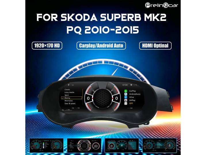 Écran LCD numérique de tableau de bord de 12,3 pouces pour Volkswagen Skoda Superb MK2 PQ 2010-2015, panneau d'instruments, cockpit