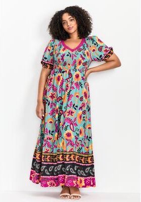 Plus Size Women's Eve Border Dress by Avenue in Florentina (Size 14)