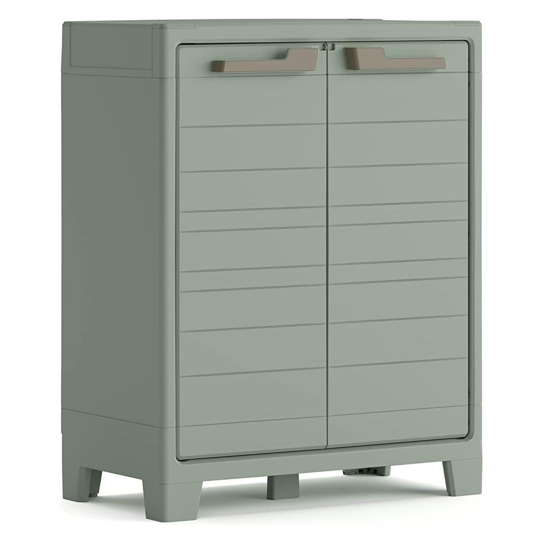 Keter Planet Outdoor Opbergkast laag - 1 plank - 44x80x100cm - Lichtgrijs/Zwart (9752200023102)
