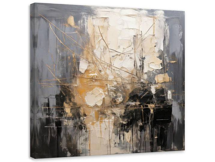 Feeby Leinwandbild Abstraktion Impasto-Technik Grau 50x50cm, Quadratisch, 50x50 cm, Bilder & Rahmen, Bilder, Leinwandbilder