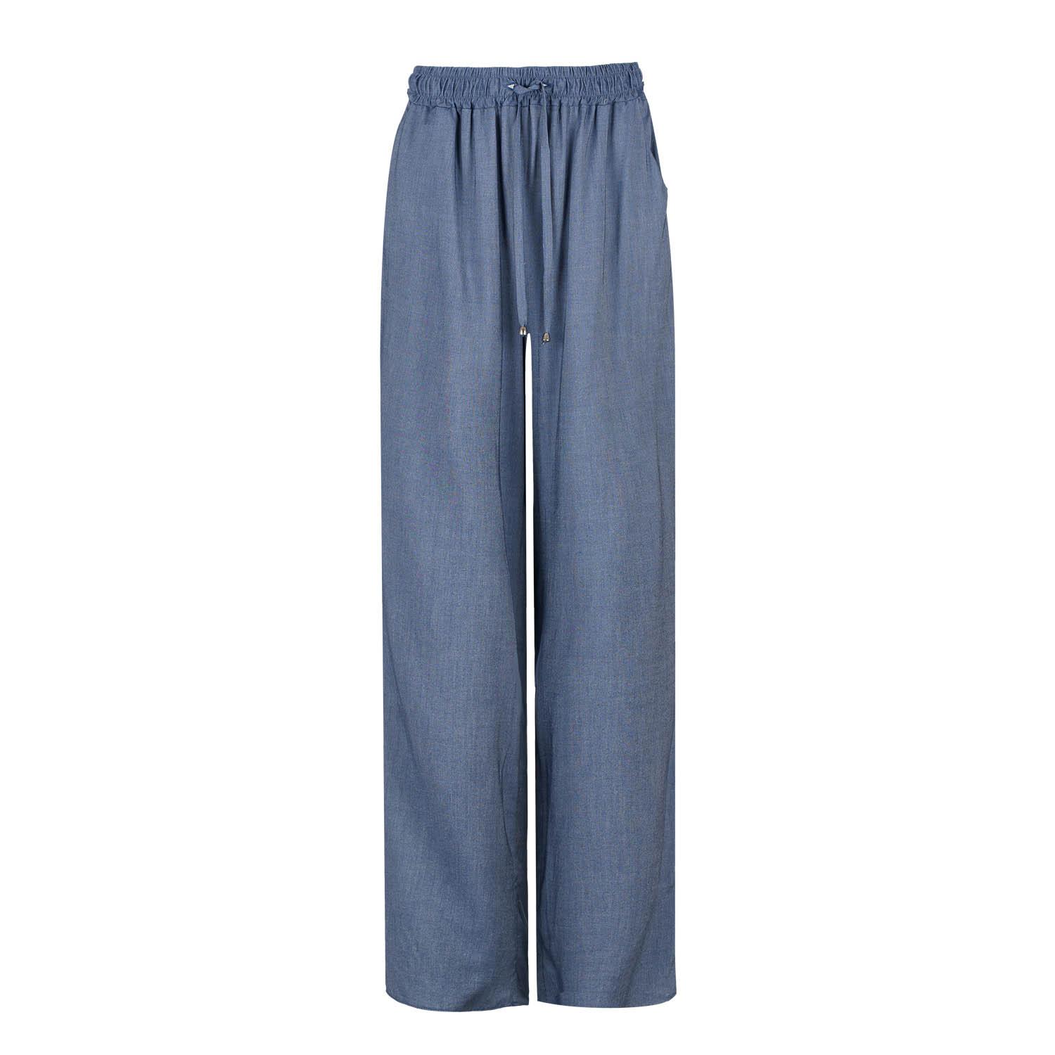 Blaue Denim Style Hose mit weitem Bein