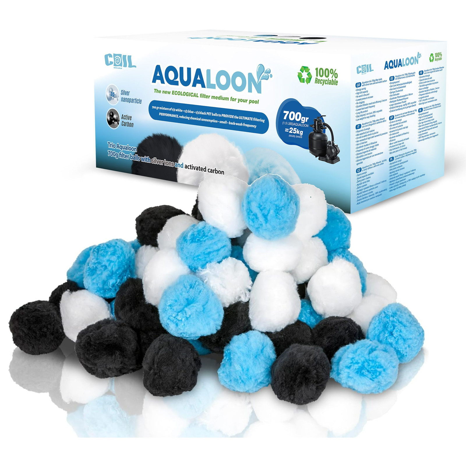 Aqualoon Trio COIL filterballen voor zandfilters in zwembaden, 700 g