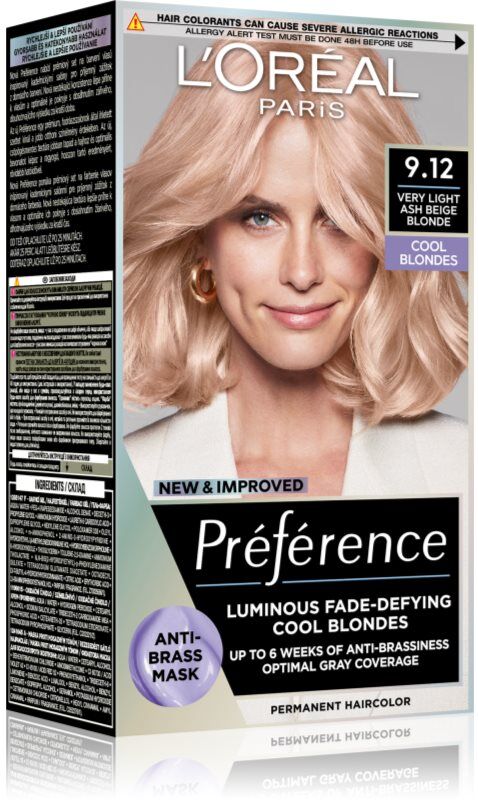 L’Oréal Paris Préférence coloration cheveux teinte 9.12 Very Light Ash Beige Blonde 1 pcs