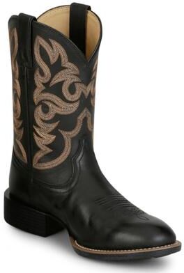 "Justin Boots Untamed 11"" Wide Round Toe - Mens 8 Black Boot E2"