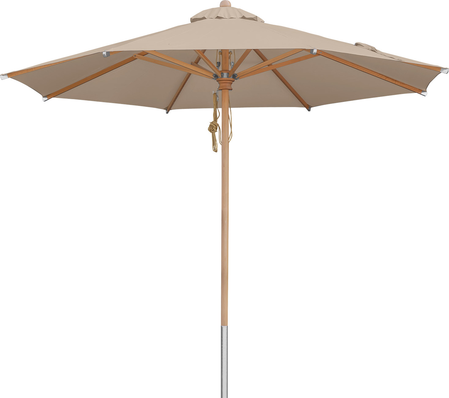 anndora Sonnenschirm - Dark Natural - Sonnenschirm 3,5m rund milchcaffee Buche - UV Schutz - einteiliger Stamm