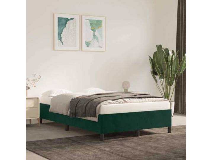 KFPOERTFGD Polsterbett 120x200 cm Schlafzimmer Möbel Samt Dunkelgrün Stabiles Lattenrost-Design, Inklusive Stützbeine, Pflegeleichter Stoff