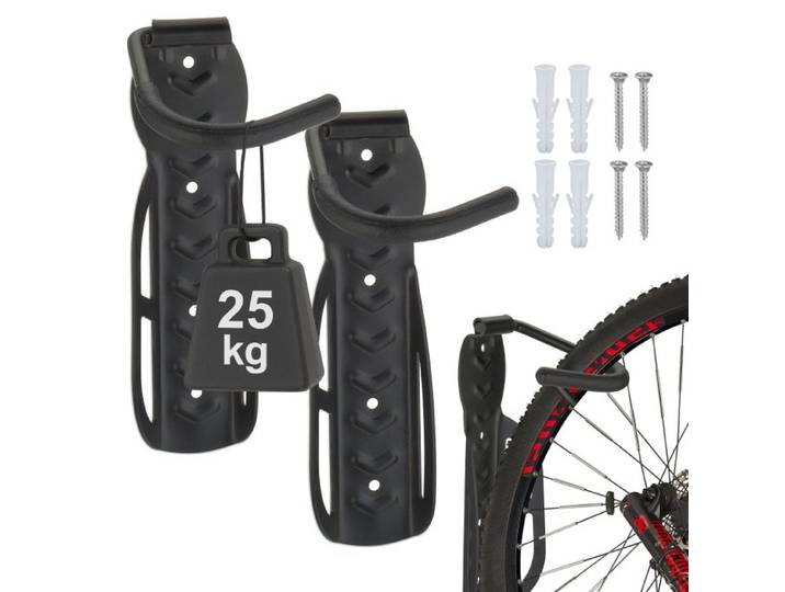 Relaxdays 8 x Fahrrad Wandhalter schwarz