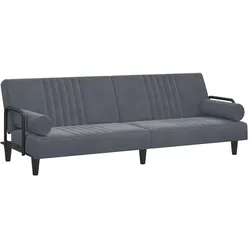 vidaXL Schlafsofa mit Armlehnen Dunkelgrau Samt