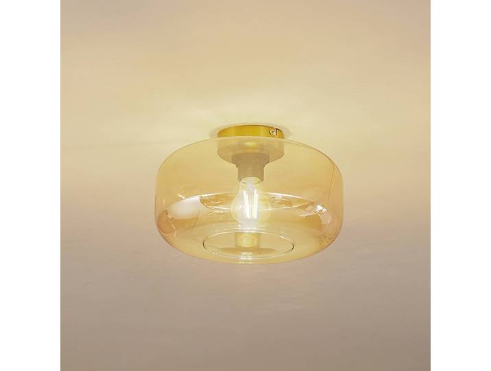 Deckenlampe Hildur Lindby, dimmbar, creme / amber, für Wohn- / Esszimmer, Glas, Deckenlampe