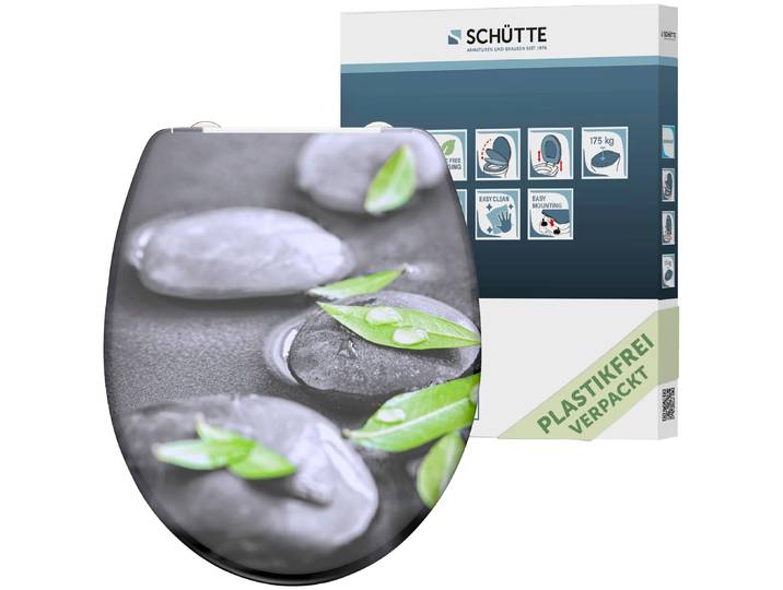 WC-Sitz SCHÜTTE Stone , grau, B:375cm L:450cm, Duroplast, WC-Sitze, WC-Sitz, Duroplast, mit Absenkautomatik und Schnellverschluss