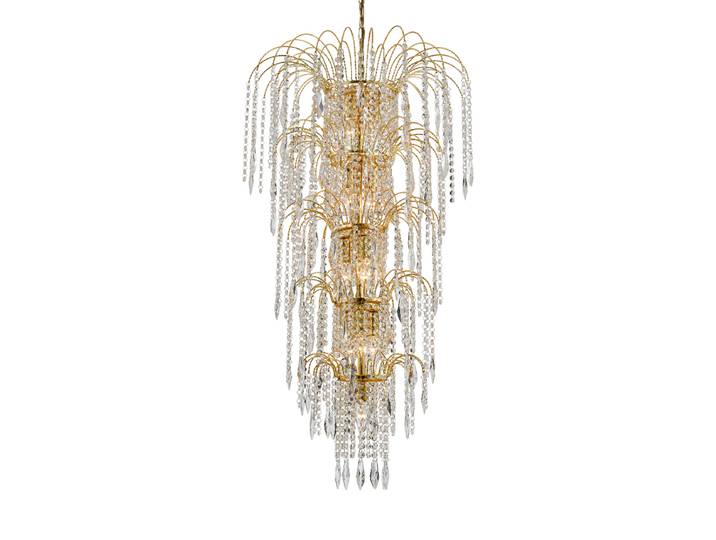 Exklusiver, dimmbarer Kronleuchter „Waterfall“ Silber, Transparent Searchlight