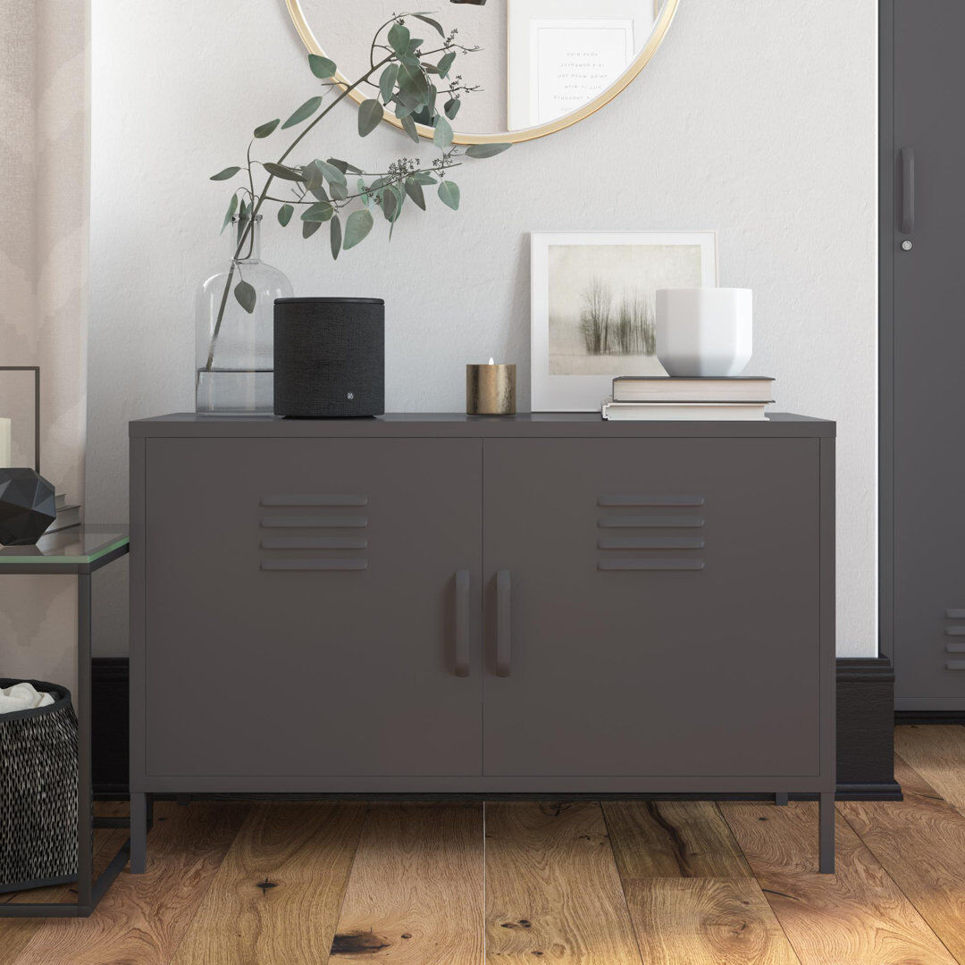 Borough Wharf 2-door metal locker accent cabinet Graphite Grey 64cm H X 100cm W X 39cm D