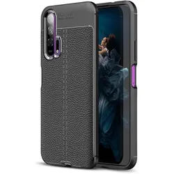 Screenguard Honor 20 Pro Hülle Leather Design TPU Cover (Honor 20 Pro), Smartphone Hülle, Schwarz