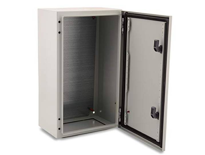 BOXEXPERT Verteilerkasten außen IP66 Stahlblech 500x400x250mm Serie Treva wasserdicht Schaltschrank Stromkasten Schaltkasten Wandschrank Industriegehäuse grau