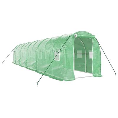 Helloshop26 - Gewächshauszelt für Pflanzen Blumen und Gemüse mit Stahlrahmen 20 m² 10 x 2 x 2 m grün