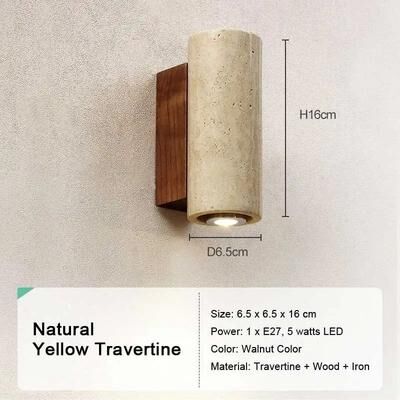 Uplift Picks Natural Yellow Travertine LED Wall Sconce Modern Stone Accent Light 14 tri color