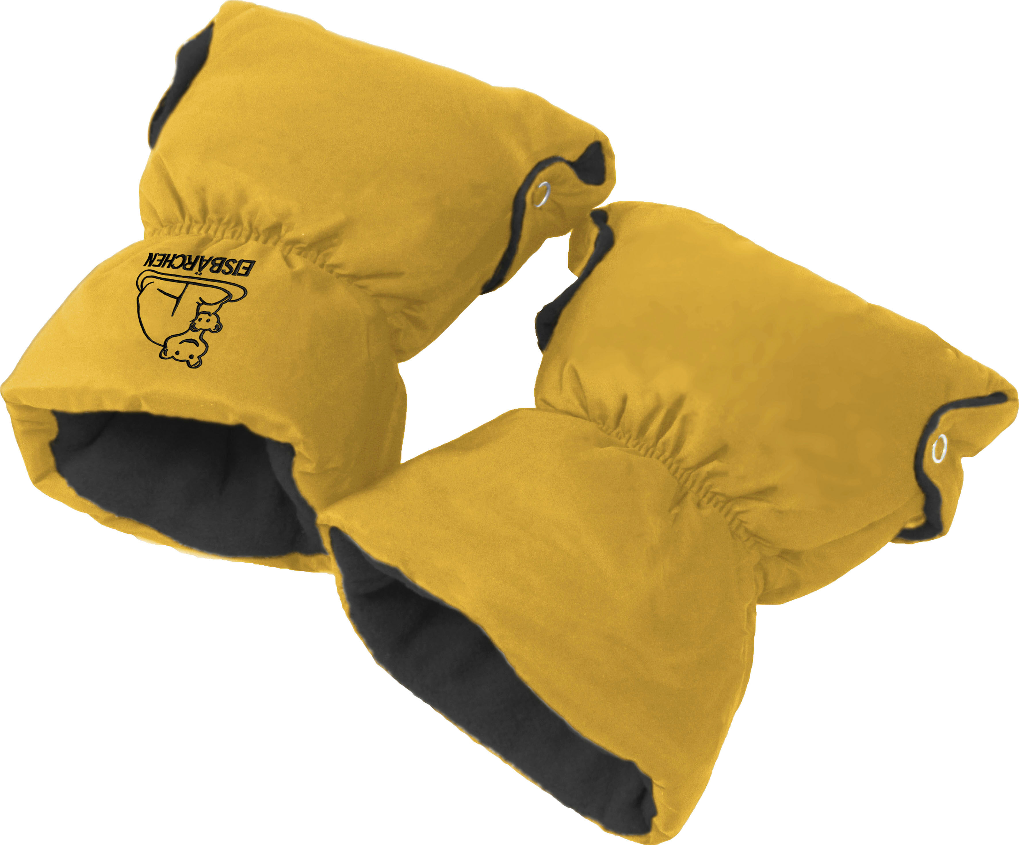 Kinderwagen-Handwärmer HEITMANN FELLE "Eisbärchen Copy", gelb (ocker), Polyester, Kinderwagen-Handwärmer Kinderwagen-Handwärmer, Handschuhe für den Kinderwagen, Handmuff mit praktischen Druckknöpfen ocker Einheitsgröße