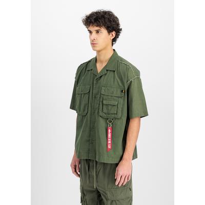 Print-Shirt ALPHA INDUSTRIES "Aloha Safari Shirt", Herren, Gr. 3XL, grün (schwarz olive), Obermaterial: 80% Baumwolle, 20% Viskose, Shirts