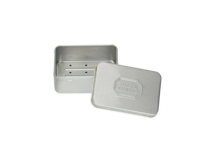 Blikje voor blokzeep incl. tray, aluminium, 10 x 7 x 2,7 cm