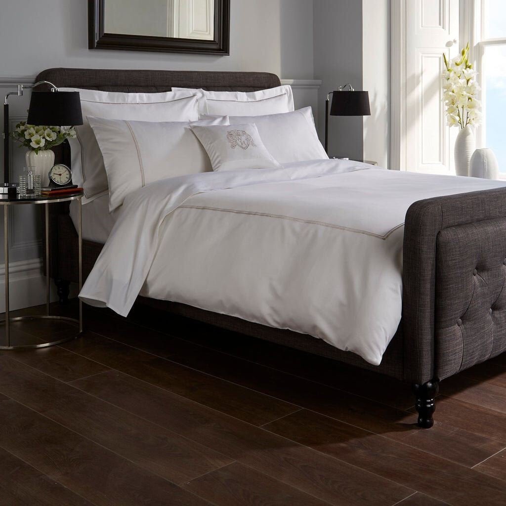 White Noise 800 Thread Count Double Cord Embroidered Sateen Duvet Cover Gray Kingsize Duvet Cover