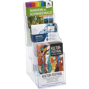 Böttcher-AG Prospekthalter Premium, transparent, Tisch/Wandprospekthalter, aus robustem Kunststoff, 4x DIN lang