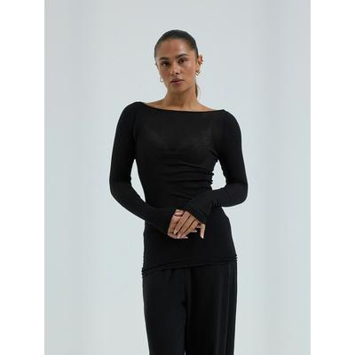 Kurzarmhemd SEAMLESS BASIC "Seamless Basic T-shirt Cotton", Damen, Gr. S/M, schwarz, Obermaterial: 100% Baumwolle, Hemden