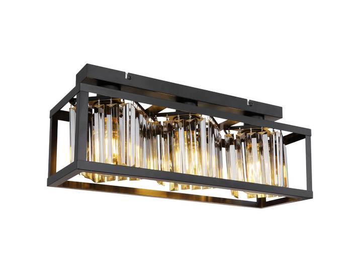 Globo Deckenleuchte, Schwarz, Metall, Kunststoff, 17x20.5x51 cm, mit Behang, Lampen & Leuchten, Innenbeleuchtung, Deckenlampe, Deckenlampen